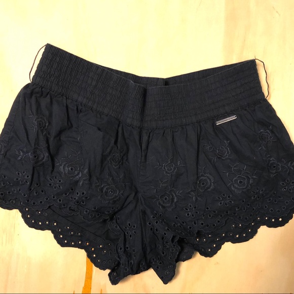 Abercrombie & Fitch Pants - Abercrombie and Fitch Black Lace Eyelet Shorts